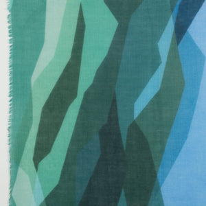 Abstract Peaks Merino Wool Scarf - Green Multi-3