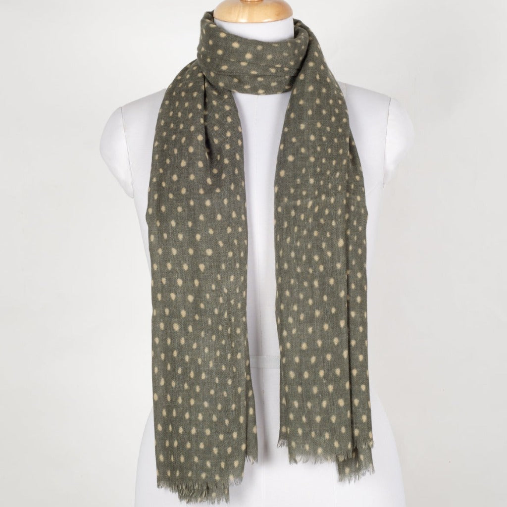 Polka Dots Illusion Merino Wool Scarf - Green-0