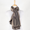 Checks and Stripes Abstract Jacquard Merino Wool Scarf - Black Beige-2