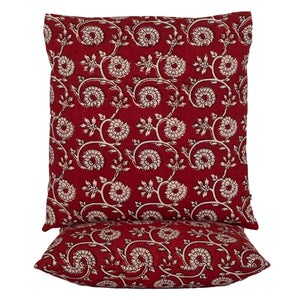 Floral Vine Bagh Hand Block Print Cotton Cushion Cover - Red-1