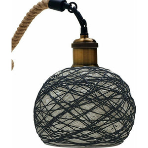Emmy Jane Boutique Rattan Ceiling Light - Hanging Hemp Rope Pendant Lamp Shade