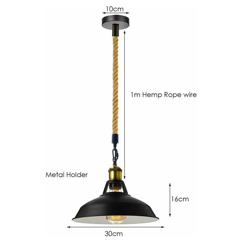 Emmy Jane Boutique Metal Ceiling Pendant Light - Modern Hemp Hanging Retro Lamps