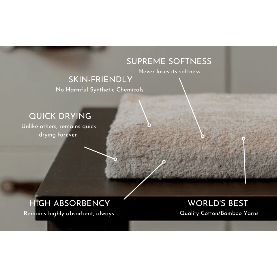 Emmy Jane Boutique GIBIE - Natural Antibacterial Personal BathTowel Set for Sensitive Skin - Burnt Grey