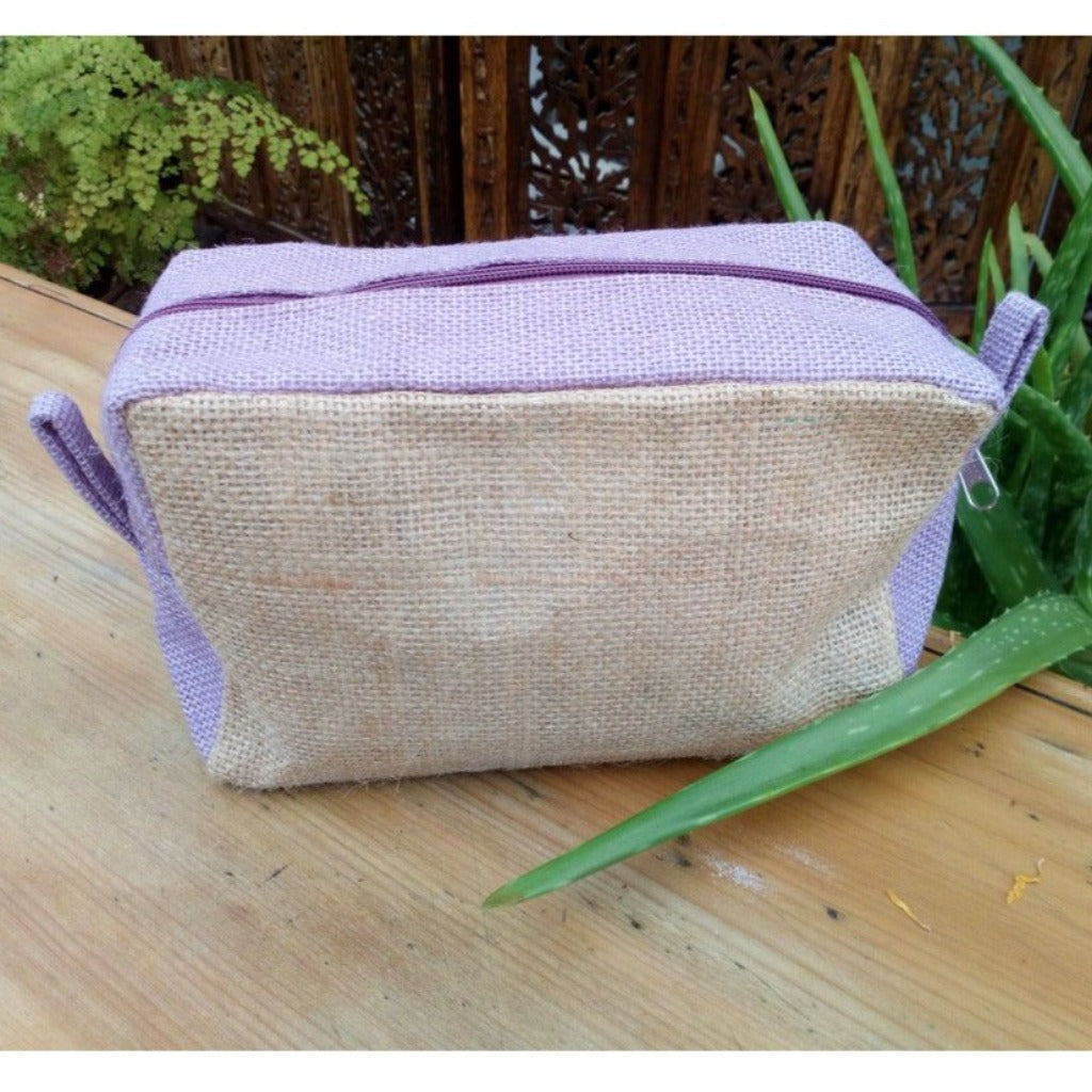 Emmy Jane Boutique Jute Toiletry bags - Natural Green or Lavender