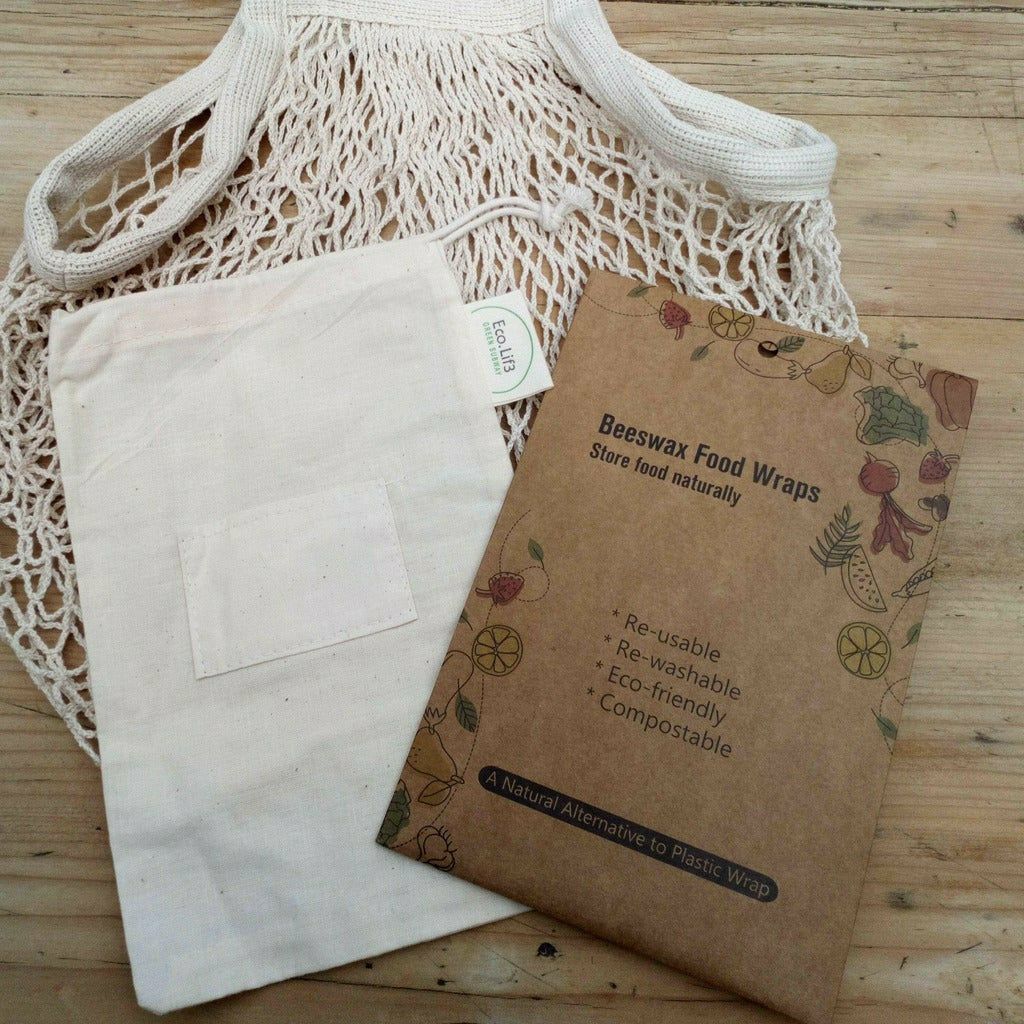 Emmy Jane Boutique Ecolif3 - Organic Beeswax Food Wrap and Bags Storage Kit - Plastic Free