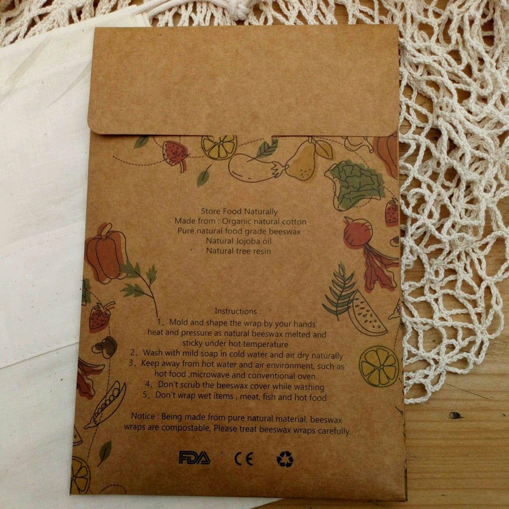 Emmy Jane Boutique Ecolif3 - Organic Beeswax Food Wrap and Bags Storage Kit - Plastic Free