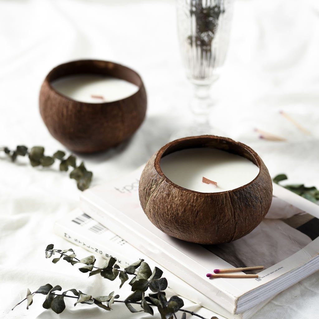 Coconut Shell Soy Wax Candle - Handmade Eco-Friendly & Vegan