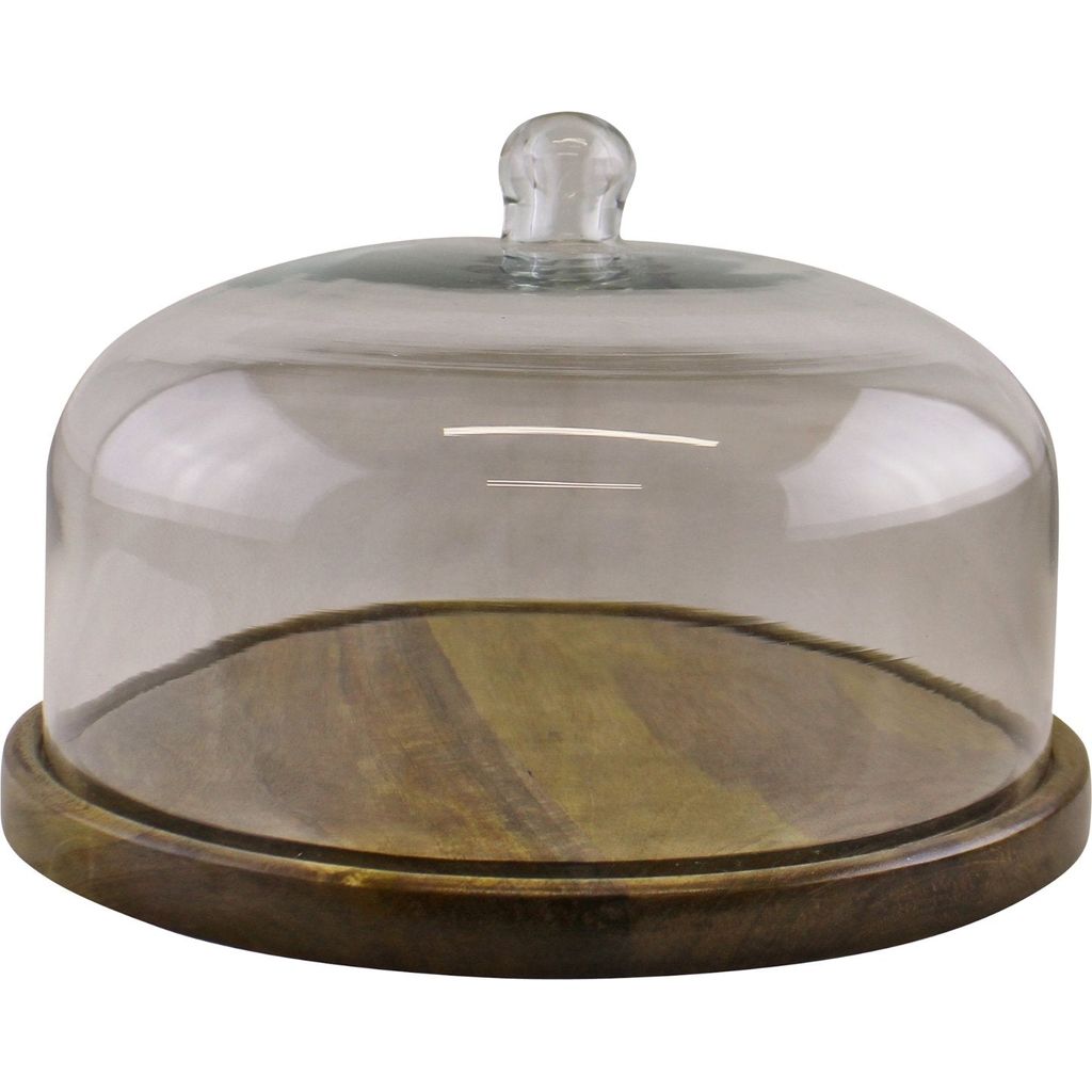 Emmy Jane Boutique Mango Wood Cake Stand With Glass Dome. A high-quality, solid wood cake stand with a glass dome, a beautiful addition to our Country Cottage range of products. Display and keep fresh your home baking in style. Can house a 10" wide cake, up to 3.5" in height. Perfect for your Easter or Christmas cake.