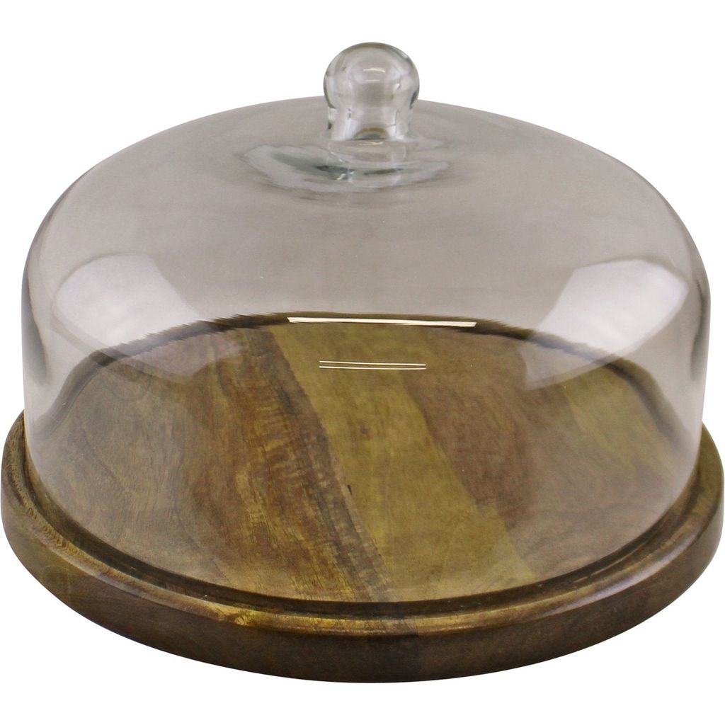 Emmy Jane Boutique Mango Wood Cake Stand With Glass Dome. A high-quality, solid wood cake stand with a glass dome, a beautiful addition to our Country Cottage range of products. Display and keep fresh your home baking in style. Can house a 10" wide cake, up to 3.5" in height. Perfect for your Easter or Christmas cake.