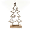 Emmy Jane Boutique - Christmas Decor Silver - Metal Christmas Tree & Stars On Wooden Base. A contemporary design of a silver Christmas tree shape, fixed upon a wooden plinth. A striking decoration to enhance your Christmas displays.  Silver Christmas tree Material wood and metal Colour Silver Measurements: Depth 4.8 cm x Height 31 x Width 18cm Weight 1 kg.