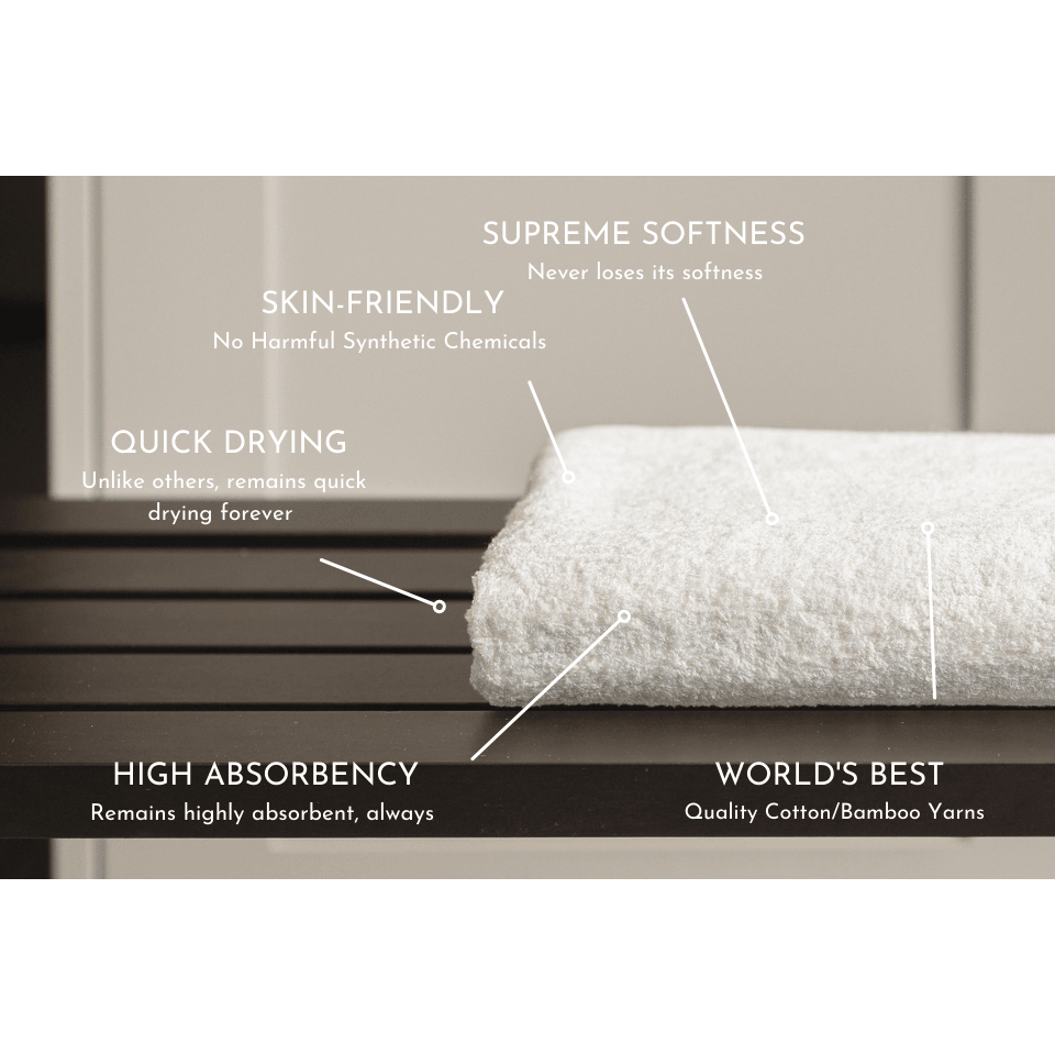 Emmy Jane Boutique GIBIE - Natural Antibacterial Family Bath Towel Set for Sensitive Skin - Sun White