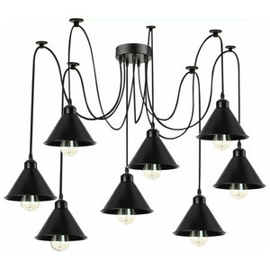 Emmy Jane Boutique Chandelier Ceiling Light - Multi Outlet 8 Way Ceiling Pendant Light - Black