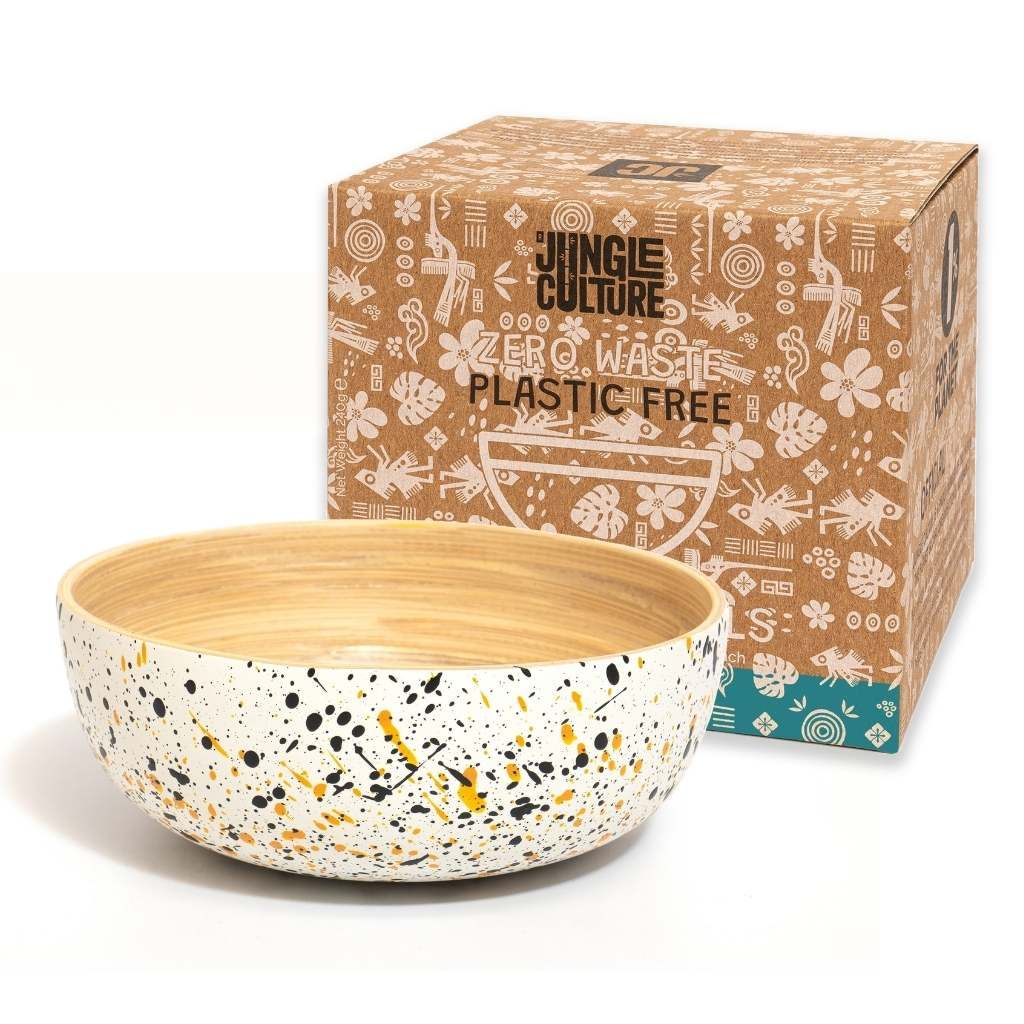 Emmy Jane Boutique Bamboo Salad Bowl & Serving Spoons - Large Handmade Eco-Friendly Bowl