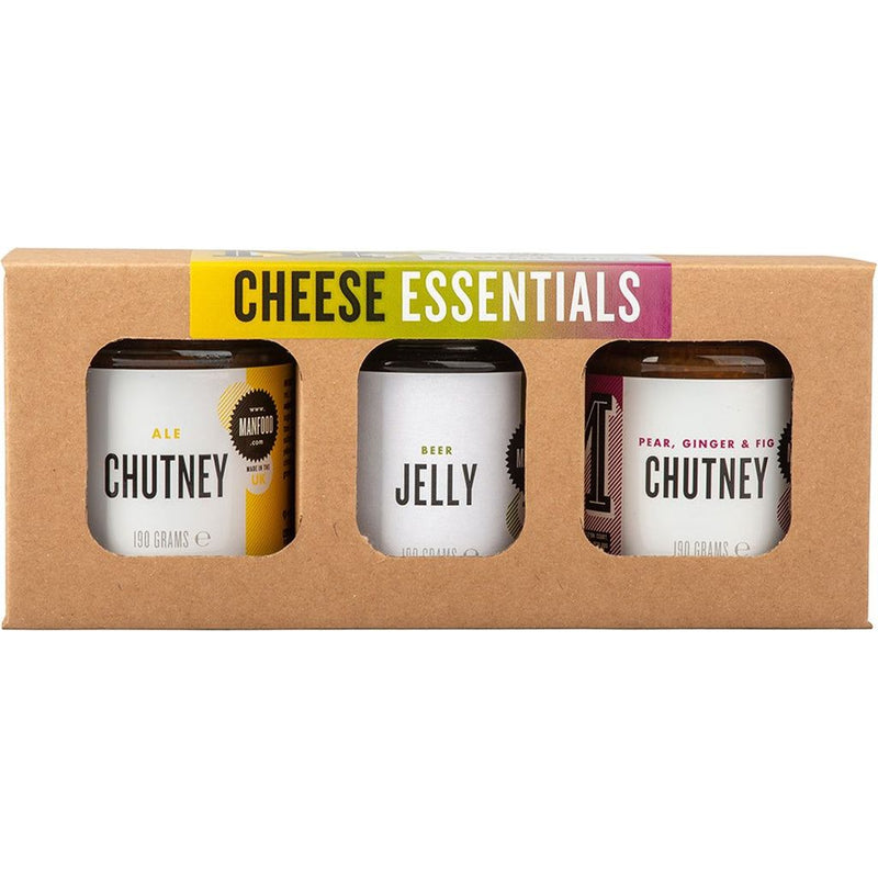 Emmy Jane Boutique Chutney Gift Set - Manfood Cheese Essentials - Gifts for Him - Contains ale chutney, pear & fig chutney and beer jelly.
