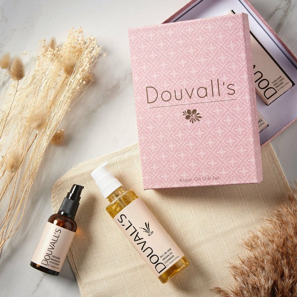 Emmy Jane Boutique Douvall’s - Luxury Argan Skincare Gift Set - Organic Argan Cleanser & Moisturiser