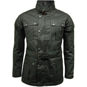 Emmy Jane Boutique Game Continental - Belted Mens Motorcycle Wax Jacket Waxed Coat - Black or Brown