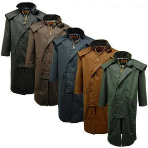 Emmy Jane - Game - Mens Wax Stockman Coat - Long Riding Cape - Waxed Jacket.  Full-length Stockman wax cape made in the UK from durable heavy weight waxed cotton with heritage check lining. Meet the Game Mens Wax Stockman Coat. Crafted from premium waxed material, this stylish men's coat offers a modern take on a classic design.