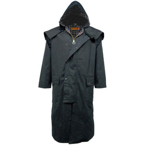 Emmy Jane - Game - Mens Wax Stockman Coat - Long Riding Cape - Waxed Jacket. Full-length Stockman wax cape made in the UK from durable heavy weight waxed cotton with heritage check lining. Meet the Game Mens Wax Stockman Coat. Crafted from premium waxed material, this stylish men's coat offers a modern take on a classic design.