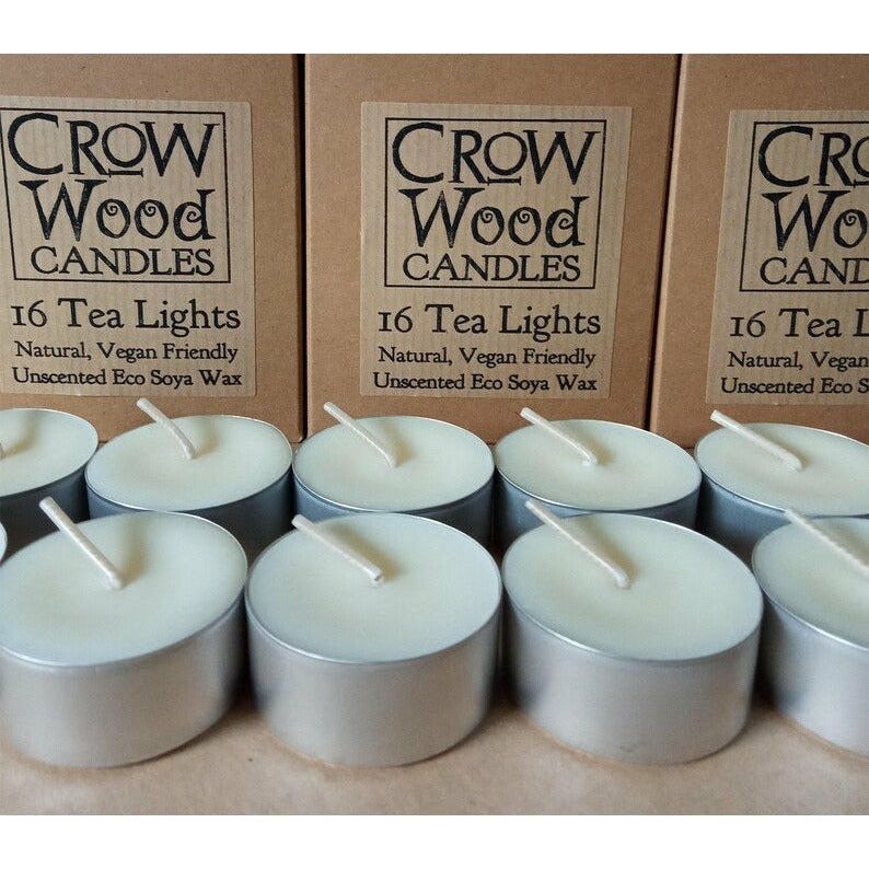 Emmy Jane Boutique Crow Wood Candles - Handmade Unscented Soy Wax Tealights - Vegan Friendly