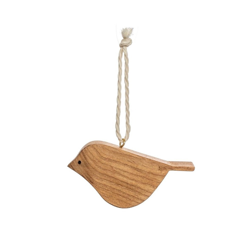 Emmy Jane Boutique - Wooden Christmas Decoration - Handcarved Wooden Bird Hanging Ornament. Hanging Decoration Hand Carved Colour Natural Material Wood Measurements: D5 x H9 x W2.8cm