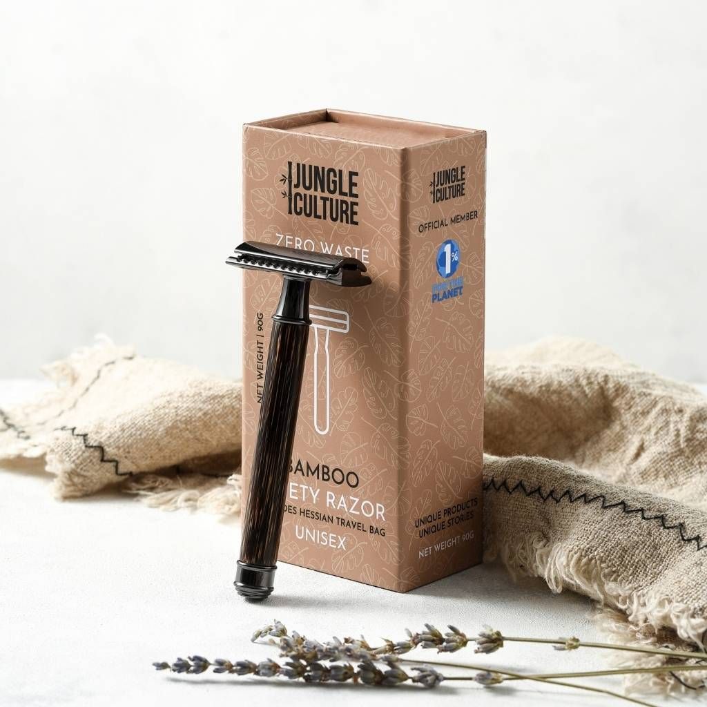 Emmy Jane Boutique Eco Bamboo Safety Razor - Reusable Bamboo Razor & Jute Travel Bag