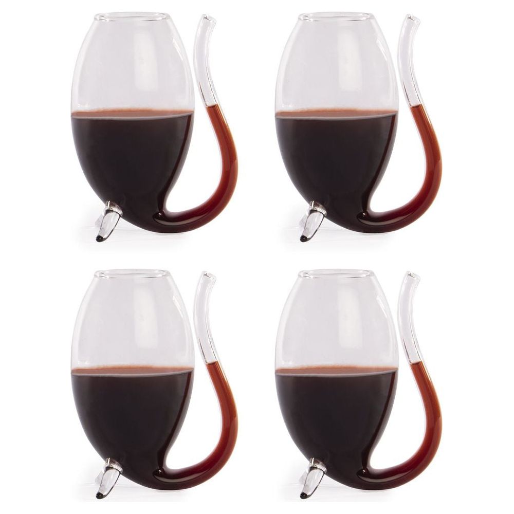 Emmy Jane Boutique Port Sippers Set - 90ml Set of 4 Port Glasses - Maison & White - Port Gift Set. Made from hand-blown glass.  These sippers have an attractive appearance and feature a snaking glass tube, a billowed shape to trap flavours inside the glass and stabilising feet to keep your glass in position whilst you drink.