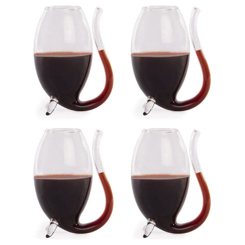 Emmy Jane Boutique Port Sippers Set - 90ml Set of 4 Port Glasses - Maison & White - Port Gift Set. Made from hand-blown glass.  These sippers have an attractive appearance and feature a snaking glass tube, a billowed shape to trap flavours inside the glass and stabilising feet to keep your glass in position whilst you drink.