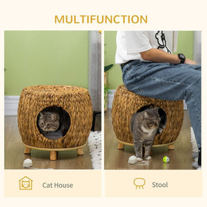 Emmy Jane Boutique - Natural Wicker Cat Basket - Rattan Cat Cave - Wicker Pet Bed with Cushion. Create a haven of comfort for your beloved pets while adding a touch of natural sophistication to your living space.