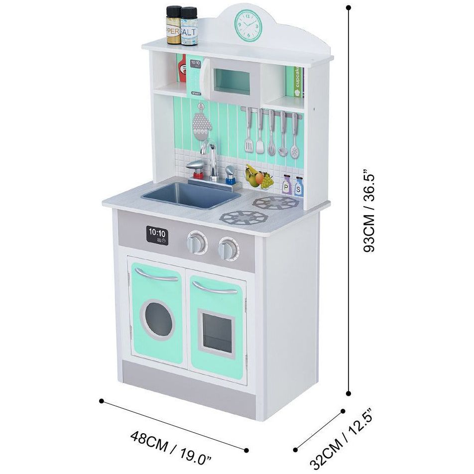 Emmy Jane Boutique Wooden Toy Kitchen - Little Chefs Pretend Play Kitchen in Mint