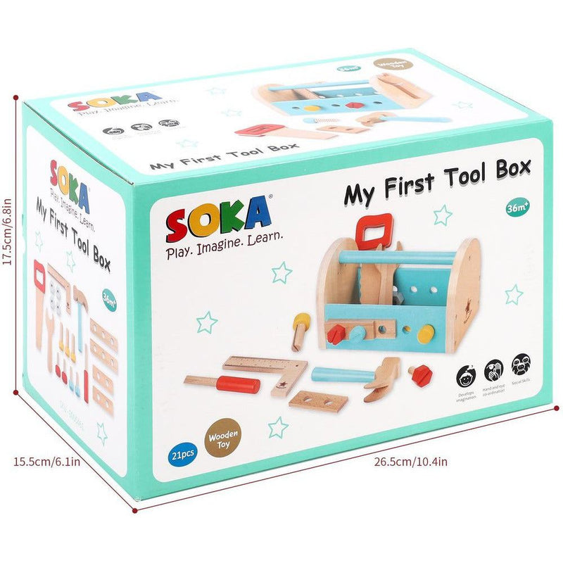 Emmy Jane Boutique SOKA My First Toolbox Carpenter Wooden Building Tools Play Set Pretend Play 3+
