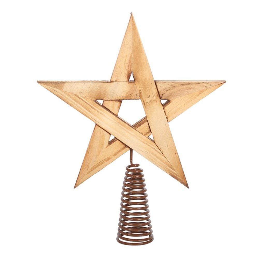 Alternative Xmas Tree Topper - Winter Solstice Wooden Pentagram