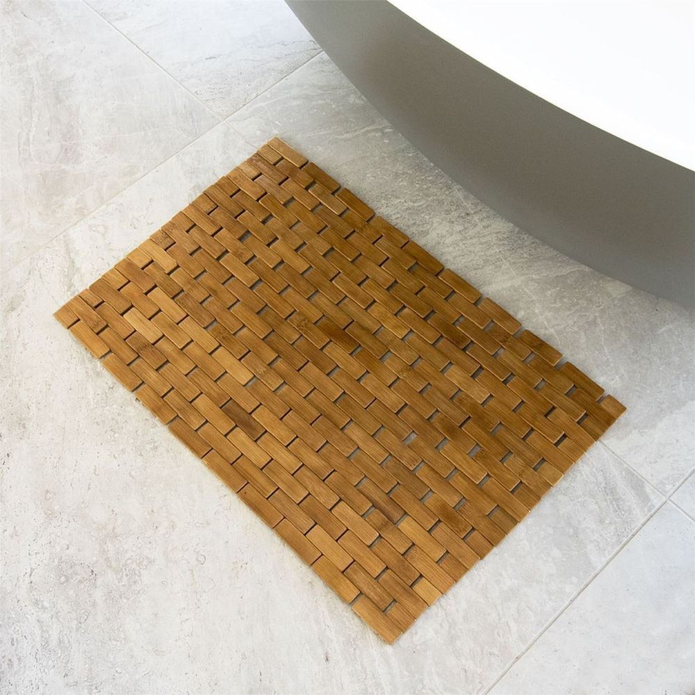 Emmy Jane Boutique Natural Bamboo Non-Slip Bath Mat - Wooden Bathroom Accessories