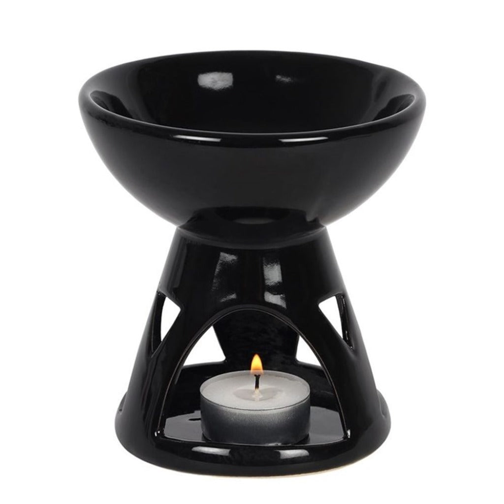 Wax Melt Burner - Black Deep Bowl Ceramic Oil Burner - Home Fragrance Diffuser