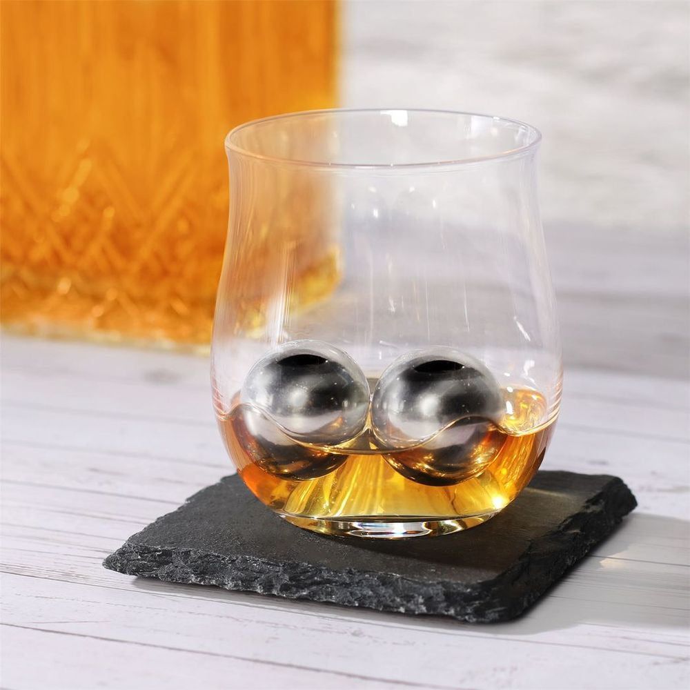 Emmy Jane Boutique Whiskey Glass with Steel Ice Balls - Set of 2 | M&W