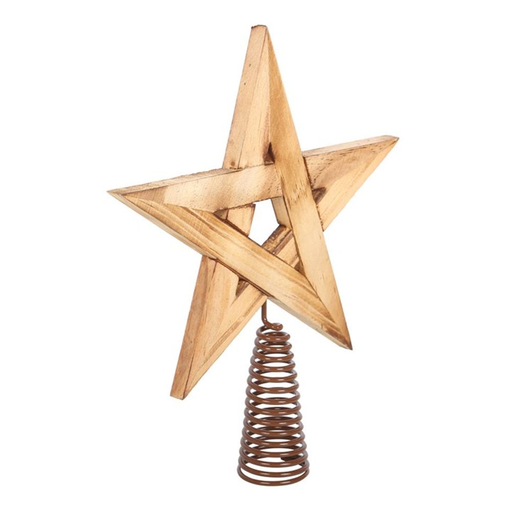 Alternative Xmas Tree Topper - Winter Solstice Wooden Pentagram