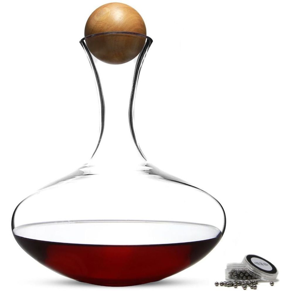 Emmy Jane Boutique Wine Decanter Set with Wooden Stopper & Cleaning Balls - 2.5L