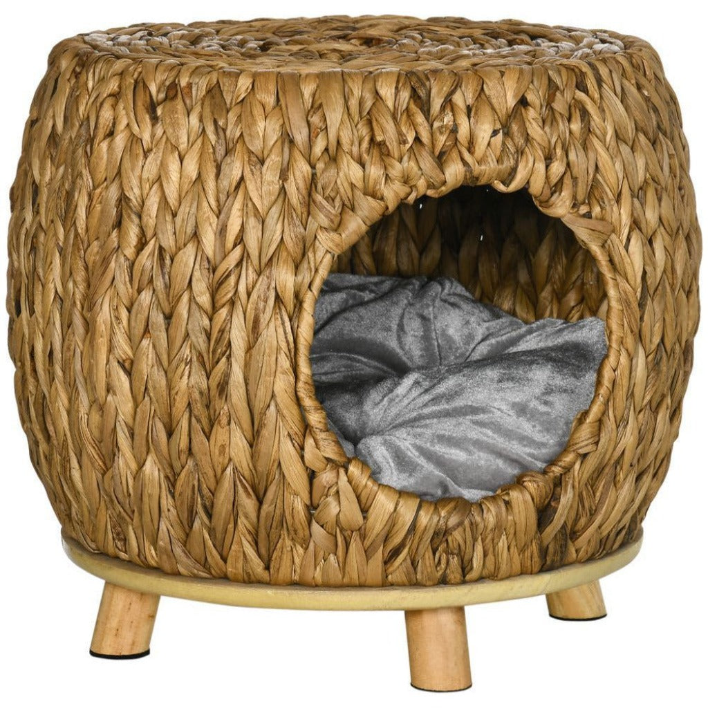 Emmy Jane Boutique - Natural Wicker Cat Basket - Rattan Cat Cave - Wicker Pet Bed with Cushion. Create a haven of comfort for your beloved pets while adding a touch of natural sophistication to your living space.