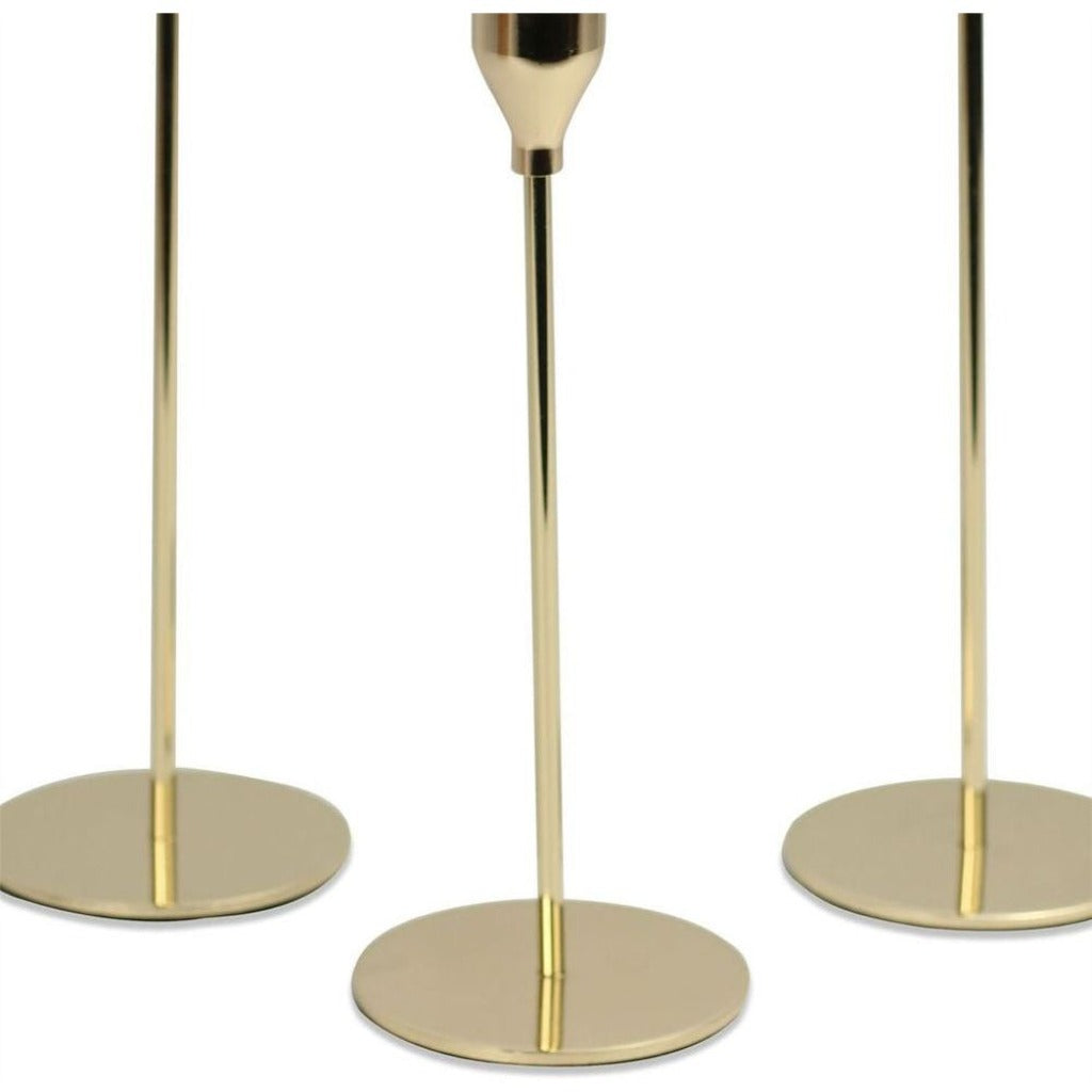 Emmy Jane Boutique Tulip Candlesticks - Set of 3 Gold  - Maison & White. The tall candle holders come as a set of 3, with each of them being a different size. Their simple, yet elegant design will definitely add that extra touch to your dinner table.