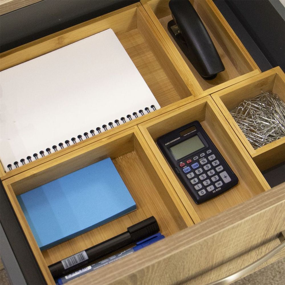 Emmy Jane Boutique Wooden Storage Boxes - Bamboo Drawer Organiser - 5 Piece - Maison & White