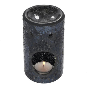 Oil & Wax Burner - Black Crackle Glass - Home Fragrance Oil Diffuser
