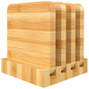 Emmy Jane Boutique Natural Bamboo Coasters - Set of 4 Natural Wood Square Drink Coaster with Holder