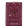 Valentines Necklace - The Lovers Tarot Necklace on Greeting Card. A mystical gold-tone heart necklace beautifully presented on a matching greeting card perfect for gifting. Inspired by the art of tarot reading.