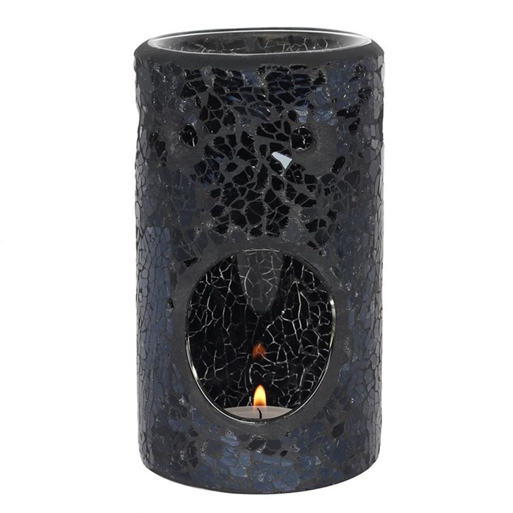 Oil & Wax Burner - Black Crackle Glass - Home Fragrance Oil Diffuser