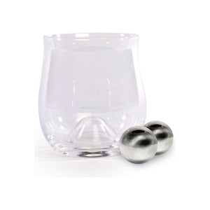 Emmy Jane Boutique Whiskey Glass with Steel Ice Balls - Set of 2 | M&W