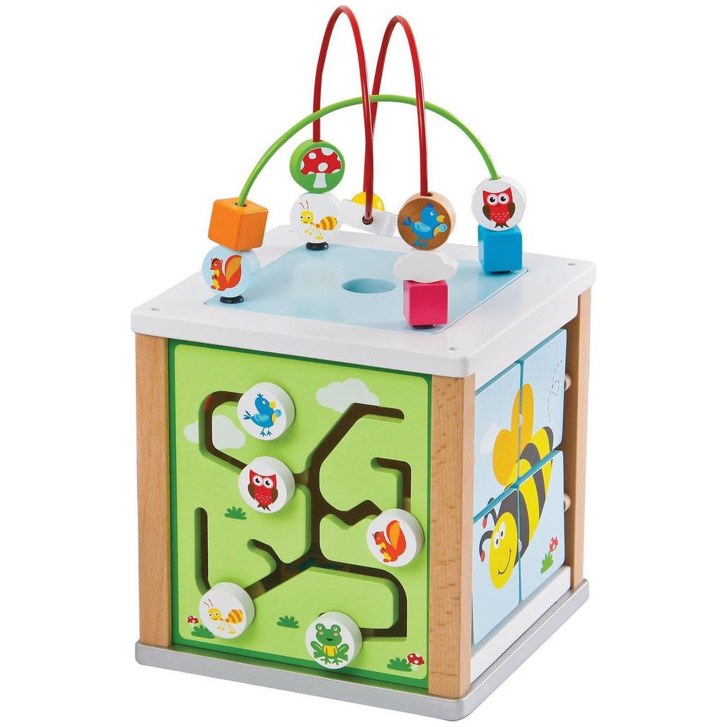 Emmy Jane Boutique Lelin Wooden Nature Activity Cube Beads Wire Maze Creative Educational Game