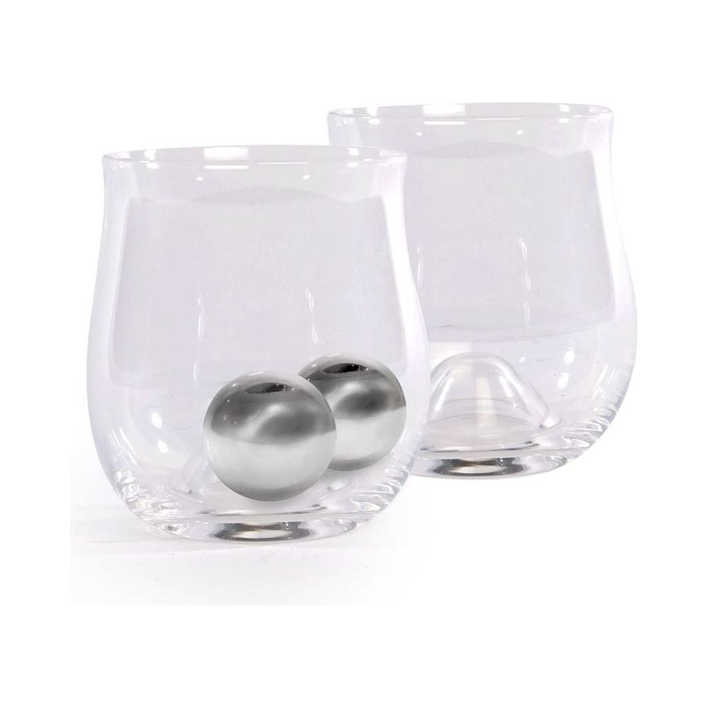 Emmy Jane Boutique Whiskey Glass with Steel Ice Balls - Set of 2 | M&W