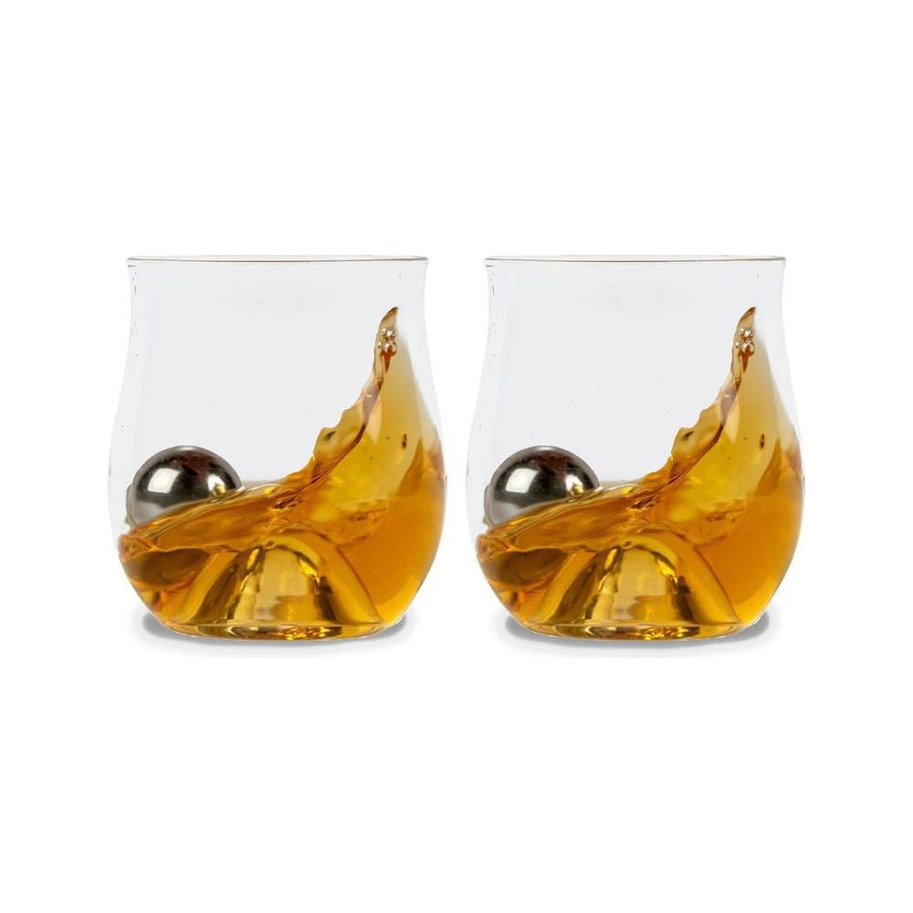 Emmy Jane Boutique Whiskey Glass with Steel Ice Balls - Set of 2 | M&W