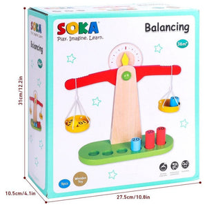 Emmy Jane Boutique Wooden Learning Toy - Counting Math Game Weighing Scale for Kids 3+