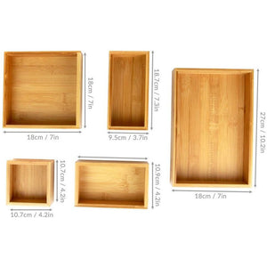Emmy Jane Boutique Wooden Storage Boxes - Bamboo Drawer Organiser - 5 Piece - Maison & White