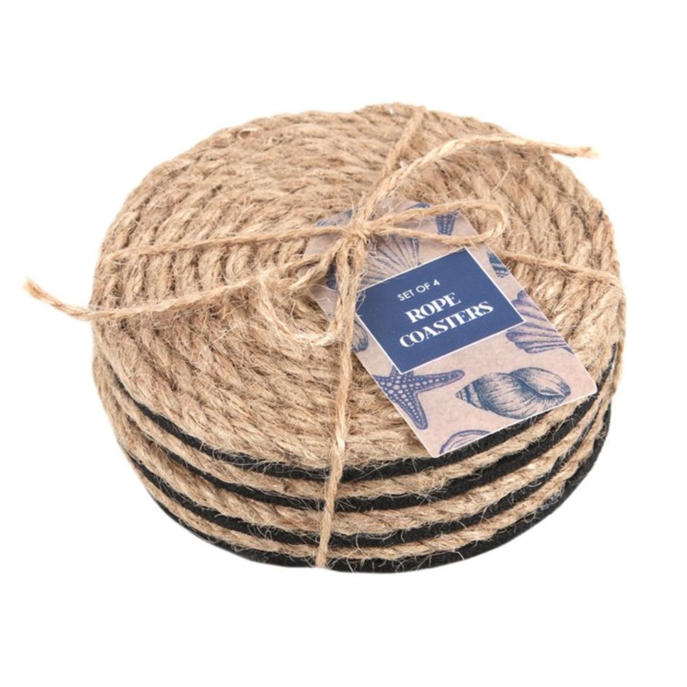 This set of four rustic rope coasters is perfect for neutral spaces and adding texture to decorative table settings. Product Dimensions: H2.8cm x W10cm x D10cm Packaged Dimensions: H2.8cm x W10cm x D10cm